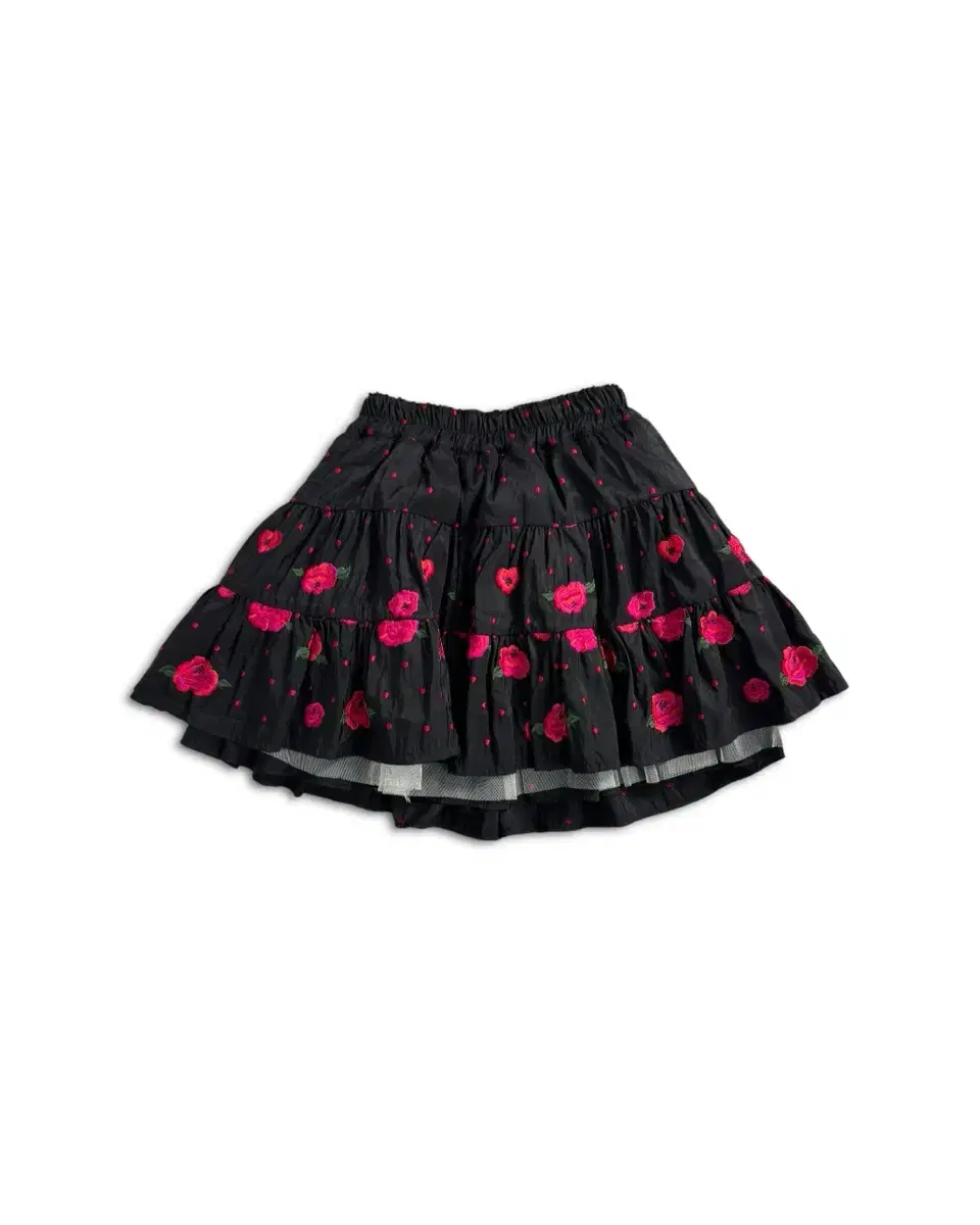 vintage rose embroidered tiered skirt